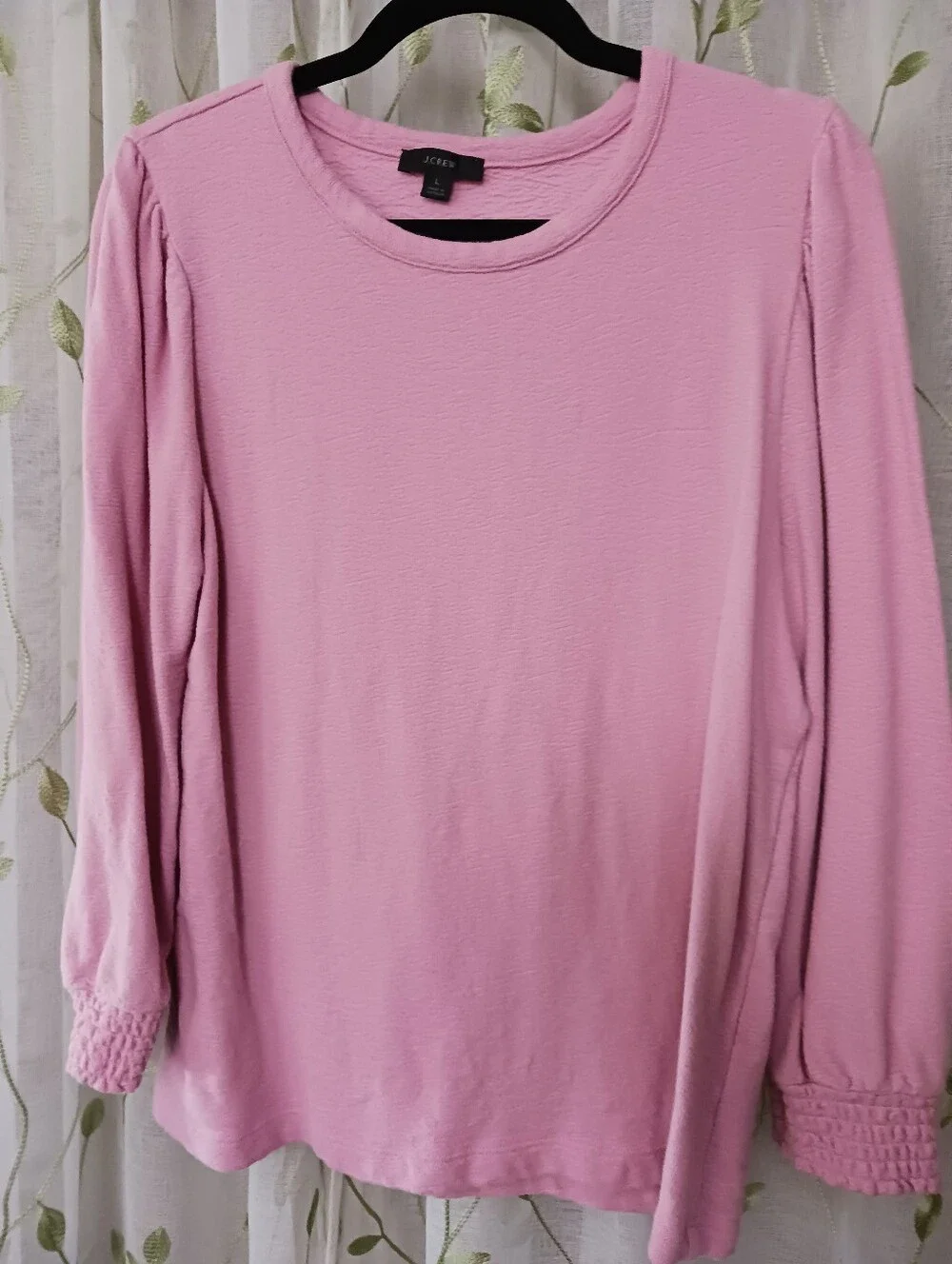 L J. Crew Three-quarter smocked-sleeve top